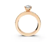 Solitaire Engagement Ring Setting for Pear-Shaped Center with Channel-Set Accents and Prong Head in Rose Gold