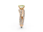 Solitaire Engagement Ring Setting for Fancy Yellow Radiant Cut Center with Woven 3-Strand Pave Band and Prong Head in Rose Gold