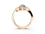 Cluster Engagement Ring Setting for Fancy Blue Pear-Shaped Center with Milgrain Shoulder Clusters and Prong Head in Rose Gold