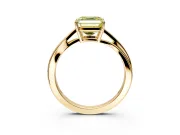 Solitaire Engagement Ring Setting for Fancy Yellow Asscher Cut Center with Plain Bypass Twist Band and Prong Head in Yellow Gold