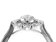 Milgrain Halo Engagement Ring Setting for Pear-Shaped Center with Bezel Point Accents and Prong Head in Sterling Silver