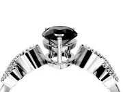 Leaf Engagement Ring Setting for Fancy Black Pear-Shaped Center with Milgrain Accent Band and Prong Head in White Gold