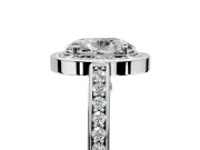 Halo Engagement Ring Setting for Oval Center with Framed Halo, Pave Band and Prong Head in Sterling Silver