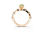 Solitaire Engagement Ring Setting for Fancy Yellow Marquise Center with Bezel Station Band and Prong Head in Rose Gold