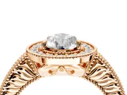 Milgrain Halo Engagement Ring Setting for Pear-Shaped Center with Pave Band and Prong Head in Rose Gold