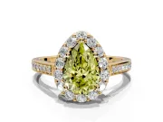 Floral Halo Engagement Ring Setting for Fancy Yellow Pear-Shaped Center with Large Halo Accents and Prong Head in Yellow Gold
