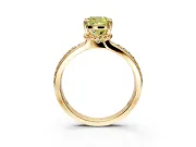 Solitaire Engagement Ring Setting for Fancy Yellow Cushion Cut Center with Raised Channel Band and Prong Head in Yellow Gold