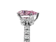 Paired Accent Engagement Ring Setting for Fancy Pink Pear-Shaped Center with Pave Band and Prong Head in Sterling Silver