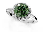 Floral Frame Engagement Ring Setting for Fancy Green Round Cut Center with Accent Clusters and Prong Head in Platinum