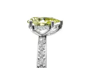 Solitaire Engagement Ring Setting for Fancy Yellow Pear-Shaped Center with Fine Pave Band and Prong Head in Platinum