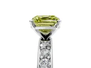 Solitaire Engagement Ring Setting for Fancy Yellow Asscher Cut Center with Channel-Set Accents and Prong Head in White Gold