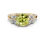 Floral Engagement Ring Setting for Fancy Yellow Round Cut Center with Marquise Cluster Shoulders and Prong Head in Yellow Gold