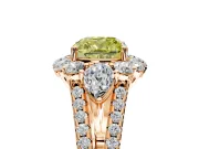 Halo Engagement Ring Setting for Fancy Yellow Cushion Cut Center with Two-Strand Split Shank and Prong Head in Rose Gold
