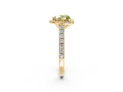 Halo Engagement Ring Setting for Fancy Yellow Heart-Shaped Center with Full Pave Band and Prong Head in Yellow Gold