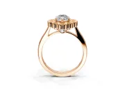 Cluster Halo Engagement Ring Setting for Marquise Center with Milgrain Bezel Accents and Prong Head in Rose Gold
