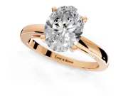 Solitaire Engagement Ring Setting for Oval Center with Basket Rail and Prong Head in Rose Gold