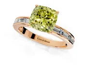 Solitaire Engagement Ring Setting for Fancy Yellow Cushion Cut Center with Channel Baguette Band and Prong Head in Rose Gold