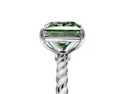 Solitaire Engagement Ring Setting for Fancy Green Princess Cut Center with Plain Twisted Rope Band and Prong Head in Platinum