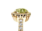 Halo Engagement Ring Setting for Fancy Yellow Round Cut Center with Inner Milgrain Border and Prong Head in Yellow Gold