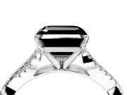 Solitaire Engagement Ring Setting for Fancy Black Asscher Cut Center with Twisted Pave Split Shank and Prong Head in Sterling Silver