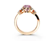 Floral Engagement Ring Setting for Fancy Pink Cushion Cut Center with Marquise Cluster Shoulders and Prong Head in Rose Gold