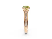 Solitaire Engagement Ring Setting for Fancy Yellow Round Cut Center with Pave Rail Split Shank and Prong Head in Rose Gold