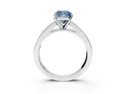 Solitaire Engagement Ring Setting for Fancy Blue Cushion Cut Center with Princess Cut Channel Band and Prong Head in White Gold