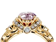 Solitaire Engagement Ring Setting for Fancy Pink Oval Center with Filigree Band and Prong Head in Yellow Gold