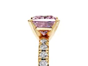 Solitaire Engagement Ring Setting for Fancy Pink Princess Cut Center with Large Accents and Prong Head in Yellow Gold