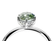 Hidden Halo Engagement Ring Setting for Fancy Green Marquise Center with Thin Round-Wire Band and Prong Head in Platinum