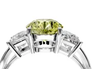 3 Stone Engagement Ring Setting for Fancy Yellow Round Cut Center with Matching Side Accents and Prong Head in Platinum