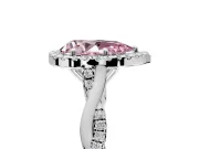 Halo Engagement Ring Setting for Fancy Pink Pear-Shaped Center with Twist Band and Prong Head in Platinum