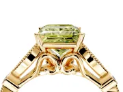 Solitaire Engagement Ring Setting for Fancy Yellow Princess Cut Center with Marquise and Bezel Accents and Prong Head in Yellow Gold