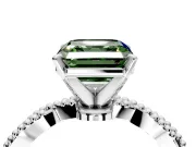 Solitaire Engagement Ring Setting for Fancy Green Asscher Cut Center with Twist Band and Bead Prong Head in Platinum