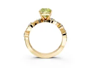 Solitaire Engagement Ring Setting for Fancy Yellow Cushion Cut Center with Bar-Station Pave Twist and Prong Head in Yellow Gold