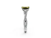 Solitaire Engagement Ring Setting for Fancy Yellow Emerald Cut Center with Twisted Pave Split Shank and Prong Head in Platinum
