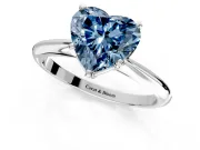 Solitaire Engagement Ring Setting for Fancy Blue Heart-Shaped Center with Knife Ridge Band and Claw Prong Head in Sterling Silver