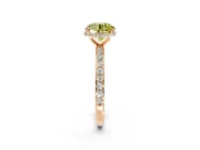 Hidden Halo Engagement Ring Setting for Fancy Yellow Round Cut Center with Pave Band and Prong Head in Rose Gold
