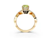 Halo Engagement Ring Setting for Fancy Yellow Cushion Cut Center with Pave Infinity Twist Band and Prong Head in Yellow Gold