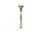 Solitaire Engagement Ring Setting for Fancy Green Princess Cut Center with Channel Baguette Band and Prong Head in Yellow Gold