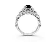 Solitaire Engagement Ring Setting for Fancy Black Oval Center with Filigree Band and Prong Head in Platinum