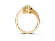 Accent Halo Engagement Ring Setting for Fancy Yellow Pear-Shaped Center with Full-Length Pave Band and Prong Head in Yellow Gold