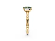 Solitaire Engagement Ring Setting for Fancy Green Radiant Cut Center with Bamboo Band and Prong Head in Yellow Gold