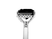 Solitaire Engagement Ring Setting for Fancy Black Radiant Cut Center with Fine Wire Band and Prong Head in Sterling Silver