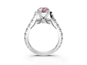 Solitaire Engagement Ring Setting for Fancy Pink Oval Center with Pave Cathedral Shoulders and Prong Head in Sterling Silver