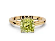 Solitaire Engagement Ring Setting for Fancy Yellow Cushion Cut Center with Open Cathedral Shoulders and Prong Head in Yellow Gold