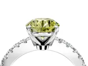 Solitaire Engagement Ring Setting for Fancy Yellow Round Cut Center with Single Row Accent Band and Prong Head in Sterling Silver