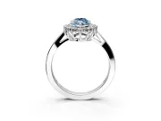 Starburst Halo Engagement Ring Setting for Fancy Blue Marquise Center with Flat Cathedral Band and Prong Head in Sterling Silver