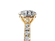 Solitaire Engagement Ring Setting for Round Cut Center with Large Accent Band and Prong Head in Yellow Gold