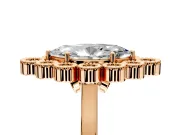 Cluster Halo Engagement Ring Setting for Marquise Center with Milgrain Bezel Accents and Prong Head in Rose Gold